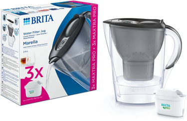 Brita - waterfilterkan - marella cool - 2,4l - grijs - incl. 3 maxtra pro all-in-1 waterfilterpatronen - voordeelverpakking