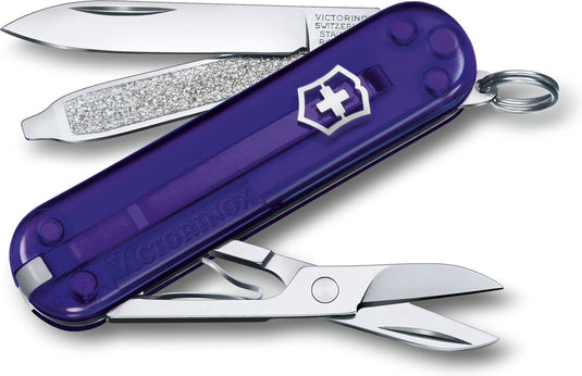 Victorinox classic sd transparent zakmes - persian indigo - 7 functies
