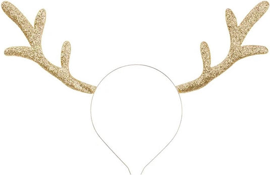 Partydeco haarband kerst goud - gewei - decoratie - haardecoratie - kersthoed - glitter - christmas - xmas