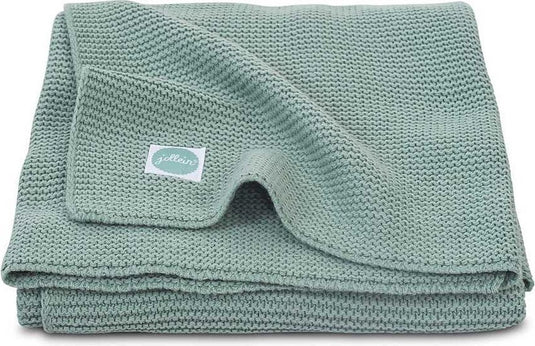 Jollein - deken wieg 75x100cm - wiegdeken, wiegdekentje, dekentje baby - basic knit - forest green