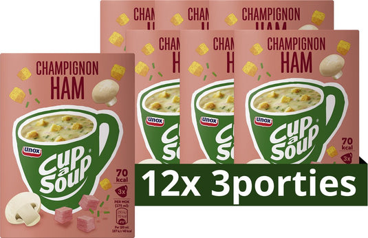 Unox cup-a-soup - champignon ham - met malse hamblokjes en knapperige croutons - 12 x 3 x 175 ml