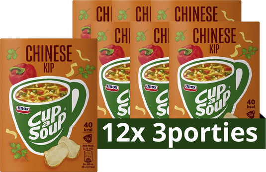 Unox cup-a-soup - chinese kip - vol groenten en malse stukjes kip - 12 x 3 x 175 ml