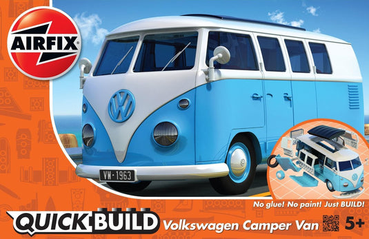 Airfix modelbouwpakket auto - j6024 quickbuild volkswagen vw camper bus - blauw - wit plastic - - modelbouw