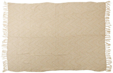 Arti casa katoenen plaid - 130 x 170 cm - decoratieve deken met franjes - katoen - beige naturel