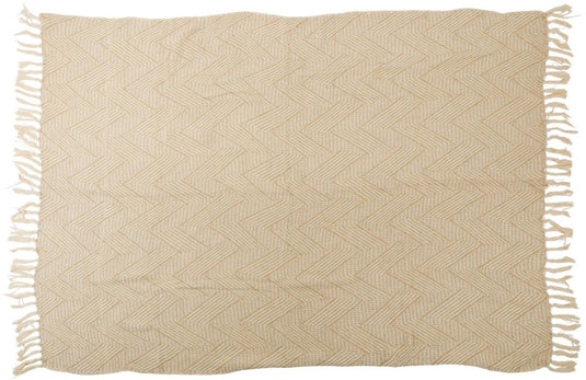 Arti casa katoenen plaid - 130 x 170 cm - decoratieve deken met franjes - katoen - beige naturel