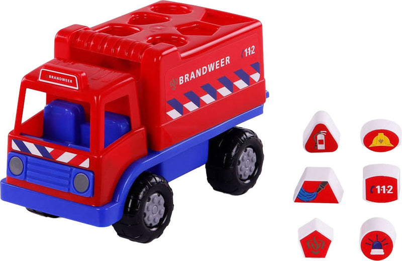 Load image into Gallery viewer, Cavallino brandweervrachtwagen vormenstoof met 6 blokken, 26cm
