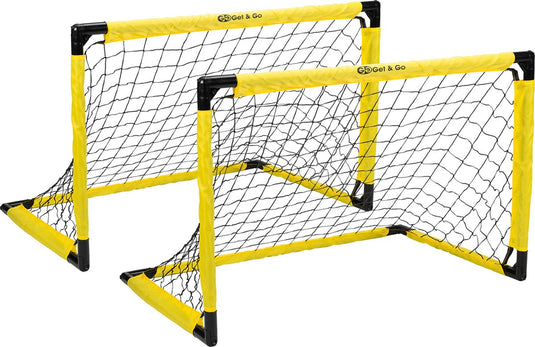Get go voetbaldoel opvouwbaar set van 2 - 91x61x61 cm - voetbalgoal voor kinderen - zwart geel