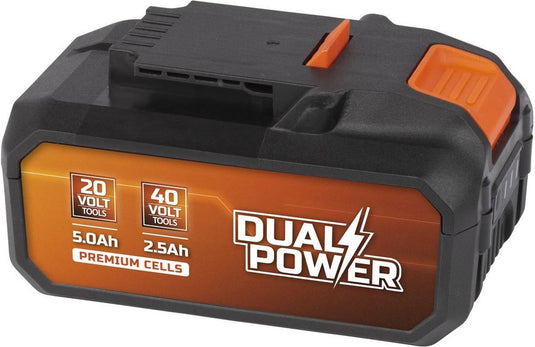 Powerplus dual power batterij powdp9037 - 2x20v, 5.0ah, 2.5ah - accu voor 20v 40v toestellen - led-stroomindicator - batterijplatform