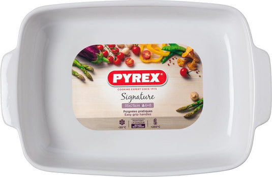 Pyrex signature ovenschaal rechthoek - keramiek - 35x25 cm - wit