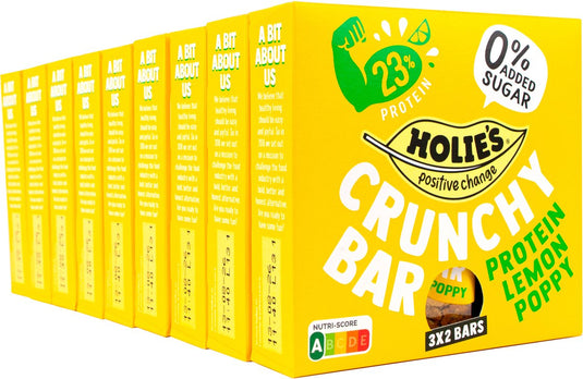 Holie's crunchy bar protein lemon poppy - suikervrij en vegan - 3x2 repen