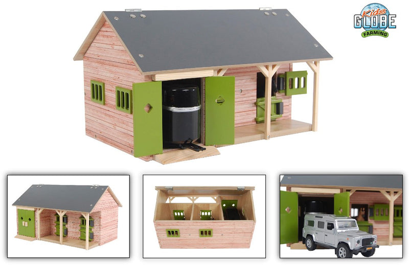 Load image into Gallery viewer, Kids globe paardenstal met 2 boxen en berging 1:32
