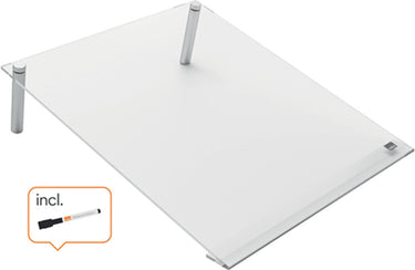 Nobo a4 kantelbaar mini whiteboard voor op bureau - draagbaar, droog uitwisbaar, frameloos - 210 x 297 millimeter - inclusief marker - transparant acryl