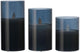 Arti casa led kandelaren set van 3 in smoked glas - vlameffect - batterijen - 10 12,5 15,5 cm