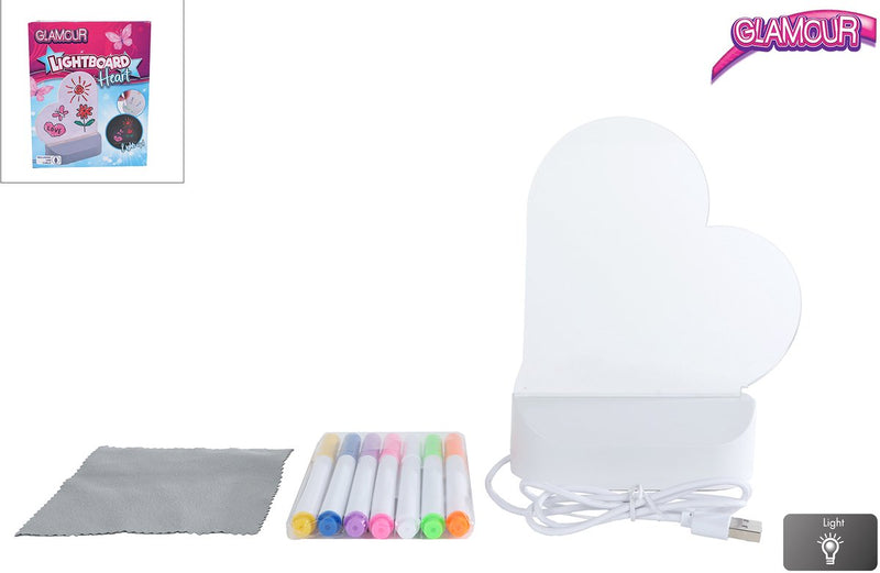 Load image into Gallery viewer, Glamour van manen lichtbord hart met usb-aansluiting en 7 stiften 16cm.
