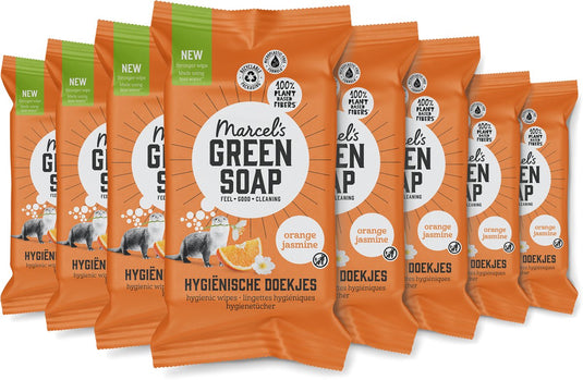 Marcel's green soap hygiënische schoonmaakdoekjes - sinaasappel jasmijn - 8 x 60 stuks