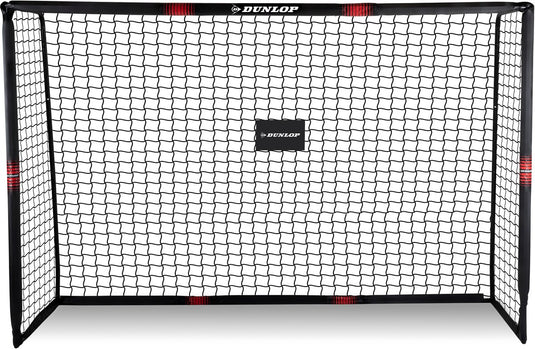 Dunlop voetbaldoel - voetbal goal 240 x 160 x 85 cm - voetbalgoal groot - buitenspeelgoed voor kinderen en volwassenen - snelle montage - voetbal training doel - metaal - zwart rood