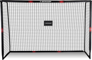 Dunlop voetbaldoel - voetbal goal 300 x 200 x 120 cm - voetbalgoal groot - buitenspeelgoed voor kinderen en volwassenen - snelle montage - voetbal training doel - metaal - zwart rood