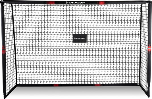 Dunlop voetbaldoel - voetbal goal 300 x 200 x 120 cm - voetbalgoal groot - buitenspeelgoed voor kinderen en volwassenen - snelle montage - voetbal training doel - metaal - zwart rood