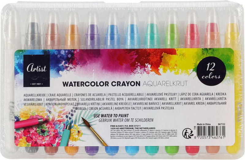 Load image into Gallery viewer, Koopman waterverf krijt set - aquarelkrijt 12 kleuren voor kinderen.
