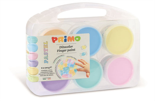 Primo - vingerverf pastel 6 potjes in koffer (6x100gr)