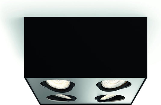 Philips led philips box opbouwspot - 4-lichts - zwart