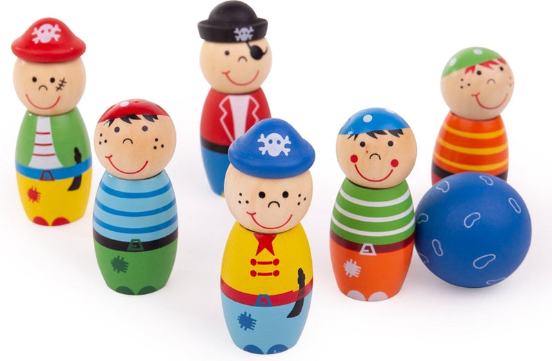 Load image into Gallery viewer, Bigjigs houten bowlingset piraten, 7dlg.
