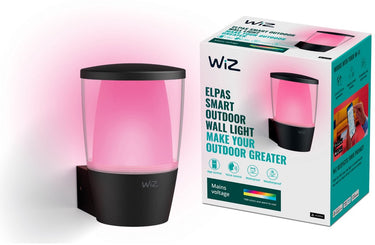 Wiz buitenlamp - elpas wandlamp - gekleurd en wit licht - slimme led verlichting - 230v - zwart