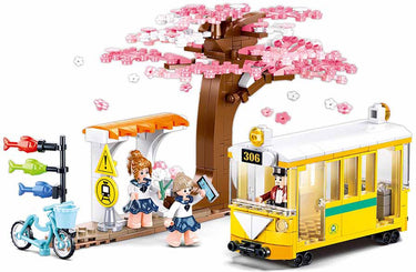 Sluban girls dream tramhalte bouwspeelgoed kinderen vanaf 6 jaar – constructiespeelgoed modelbouw – bouwdoos met 347 bouwstenen en 3 minifiguren – m38-b1018