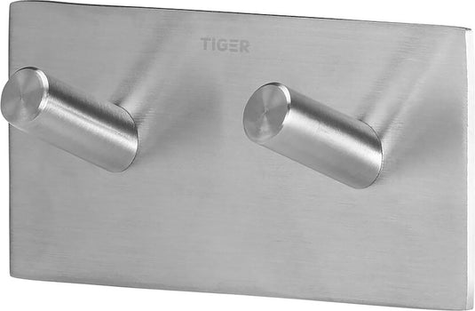 Tiger square - handdoekhaak dubbel - zonder boren - handdoekhaakjes - 3m tape - rvs geborsteld
