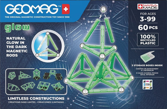 Geomag classic glow recycled - gloeiende magnetische bouwset - 60-delig - vanaf 3 jaar