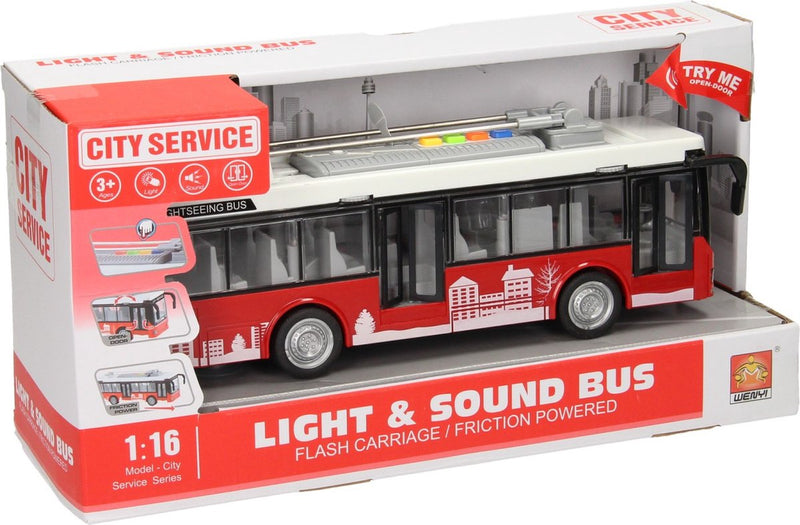 Load image into Gallery viewer, Lobbes speelgoed bv stadsbus met licht en geluid 1:16
