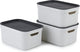 Rotho jive opbergboxen set van 3 opbergdozen 5 l met deksel, kunststof (pp gerecycled), wit antraciet, 3 x 5 l (26,5 x 18,5 x 13,2 cm