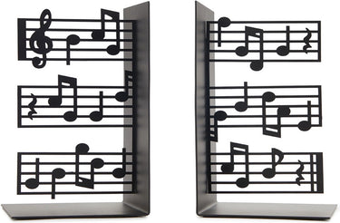 Balvi boekensteunen set muziek metaal zwart