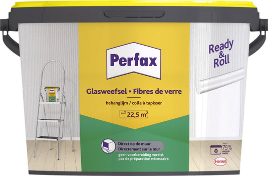 Perfax ready roll glasweefsel behanglijm 4.5 kg | de ultieme oplossing voor glasweefselbehang | glasweefsellijm met eenvoudige toepassing | transparante behanglijm voor duurzame hechting