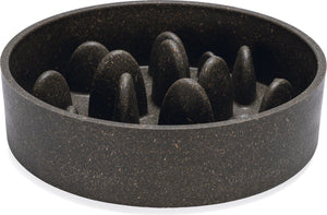 Designed by lotte pom antischrokbak hond - slow feeder hond - voerbak - vaatwasserbestendig - bamboe - grijs - 1430 ml