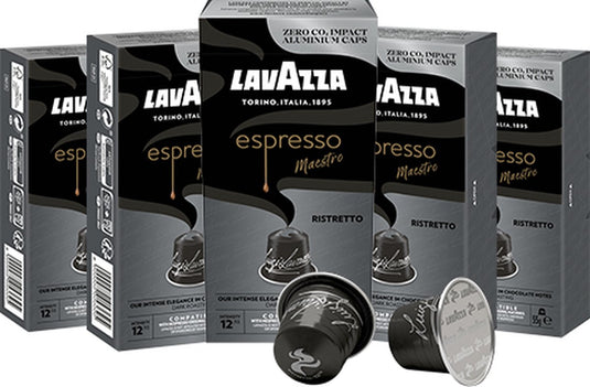 Lavazza espresso ristretto koffiecups - 100 nespresso cups - koffie blend van arabica robusta - intensiteit: 12 13 - 10 x 10 aluminium capsules