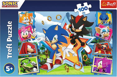 Trefl puzzel - sonic the hedgehog - 100 stukjes - kleurrijk karton.