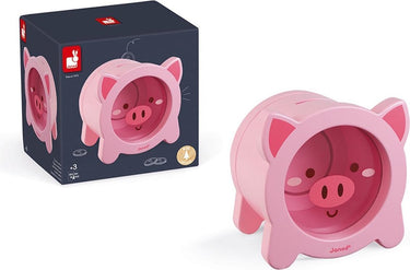 Janod - houten spaarpot - schattig varken