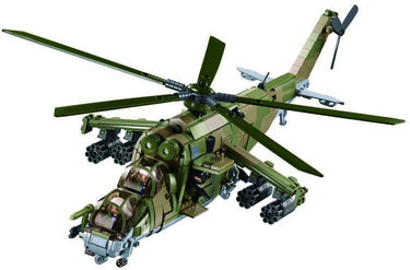Sluban modelbricks mi-24s gunship helikopter bouwspeelgoed kinderen vanaf 6 jaar - constructiespeelgoed modelbouw - bouwdoos met 893 bouwstenen - m38-b1137