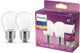 Philips led lamp - kogellamp met e27 fitting - warmwit licht: 2700k - 25w - mat glas - 2-pack
