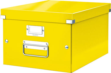 Leitz wow click store middelgrote opbergdoos - 85% gerecycled karton - 28.1 x 37 cm (bxd) - voor a4 formaten - ideaal voor kantoor en thuiswerken - geel
