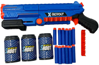 Lobbes speelgoed bv shooter x revolt - met 12 zachte pijlen en 3 blikken