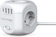 Realpower powerbox4 31 - 4-poorts stekkerdoos kubus - 3 x usb, 1 x usb-c - 1,8 meter kabel - wit
