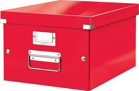 Leitz wow click store middelgrote kartonnen opbergdoos - 85% gerecycled karton - 28.1 x 37 cm (bxd) - voor a4 formaten - ideaal voor kantoor en thuiswerken - rood