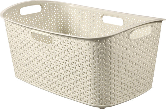 Curver my style - wasmand - 47l - rattan look - ergonomische handgrepen - off-white