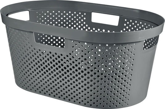 Curver infinity recycled wasmand dots - 40 liter - 100% recycled - donkergrijs