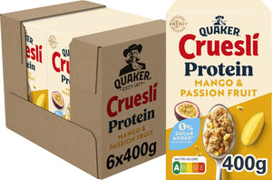 Quaker cruesli protein zero sugar added mango passion fruit 6 x 400 gr