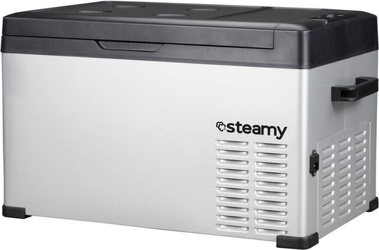Steamy -e single zone elektrische compressor koelbox - single zone - 27 liter - 12v en 230v - voor auto en camping - zilver