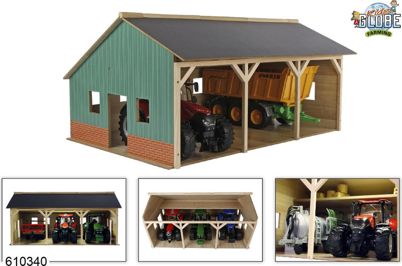 Load image into Gallery viewer, Kids globe landbouwloods hout voor 3 tractoren, 1:16
