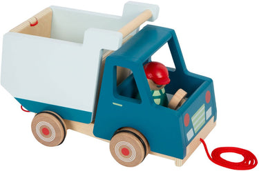 Small foot - houten trekfiguur kiepvrachtwagen